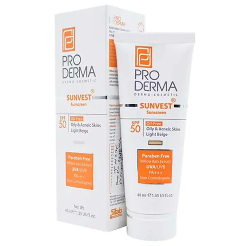 کرم  ضدآفتاب فاقد چربی بژروشن پرودرما SPF50